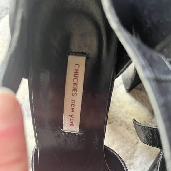 Designer Vintage Chuckies New York Black Platform Mary Jane Heel Size 38.5 - Picture 6 of 9